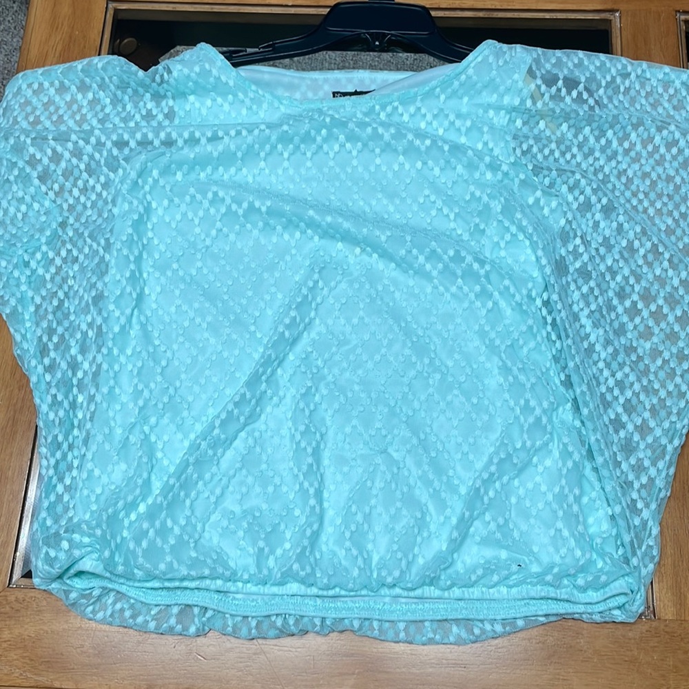 New Directions Lime green sheer top